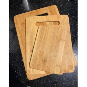 New 3-Piece Bamboo Cutting Board Set; 3 Assorted Sizes of Bamboo Wood.